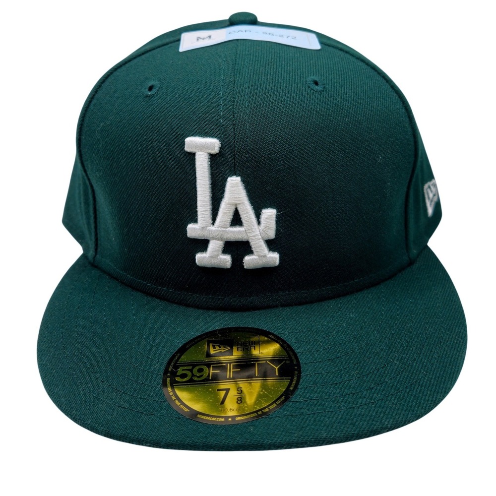 New Era 59FIFTY Los Angeles Dodgers Fitted Hat 7 5/8 Forest Green White LA Cap